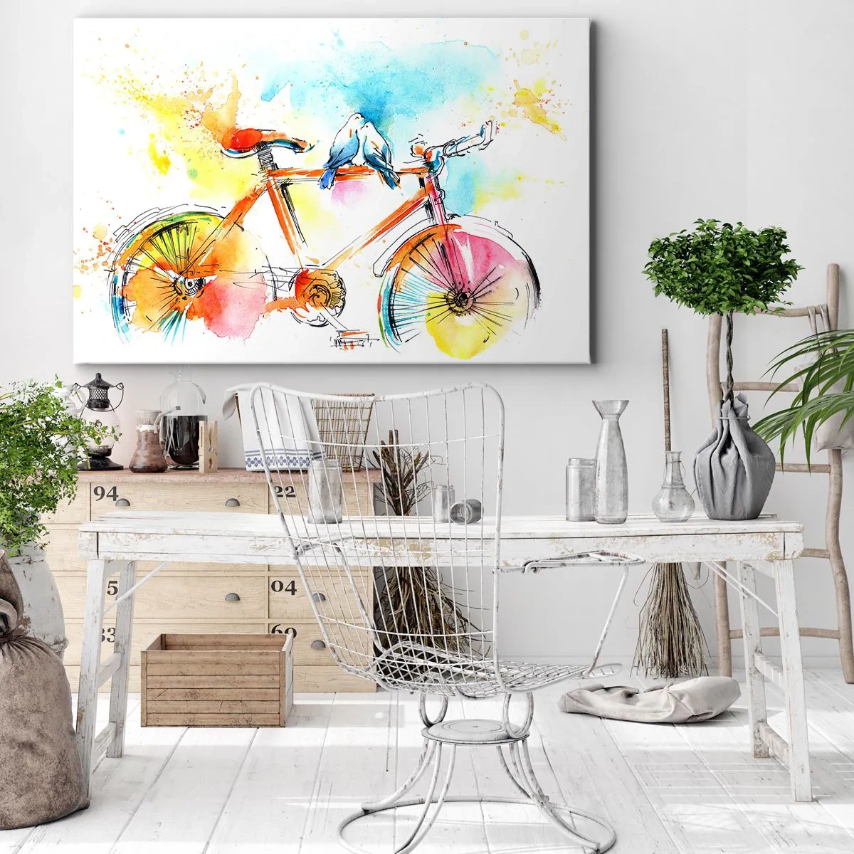 Schilderen op canvas - Fietsen voor twee - 120x80 cm