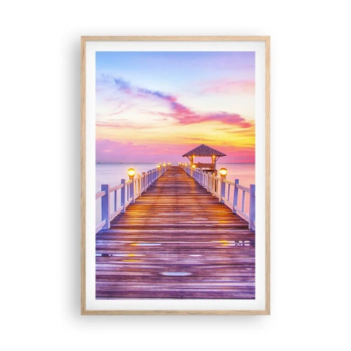 Een poster in een licht eiken lijst - De lila-gouden stilte van de avond - 61x91 cm