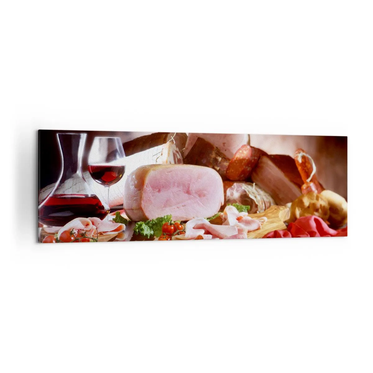 Schilderen op canvas - Een culinaire droom met een karaf - 160x50 cm