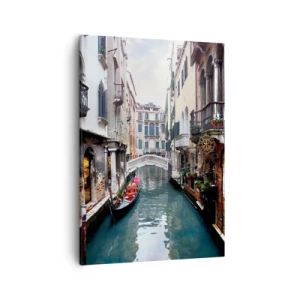 Schilderen op canvas - Venetiaans landschap met een gondel en een brug - 50x70 cm