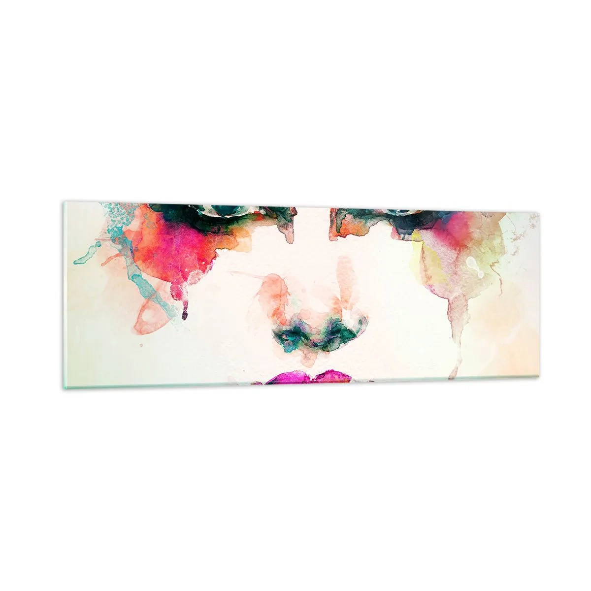 Schilderen op glas - Een portret geschilderd met een regenboog - 90x30 cm