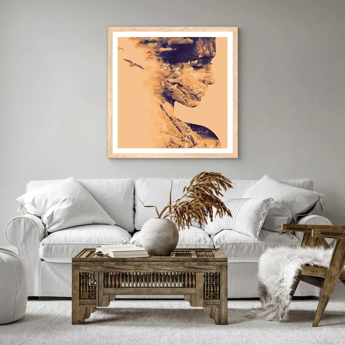 Een poster in een licht eiken lijst - Van nature mooi - 60x60 cm