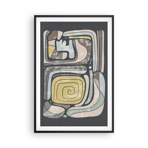 Poster in een zwarte lijst - Abstractie in de precolumbiaanse geest - 61x91 cm
