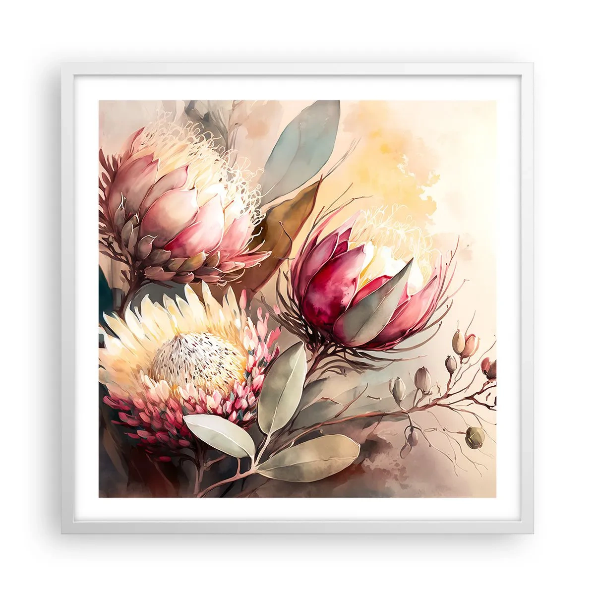 Poster in een witte lijst - In profiel en en face - 60x60 cm