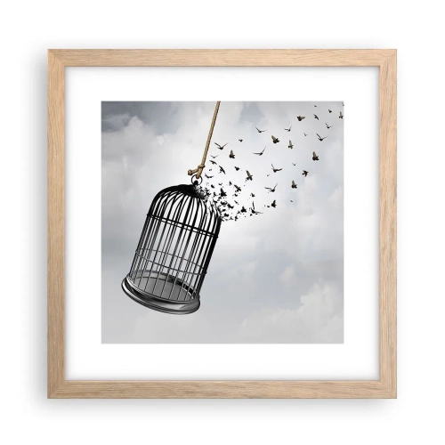 Een poster in een licht eiken lijst - Geloof ... Hoop ... Vrijheid! - 30x30 cm