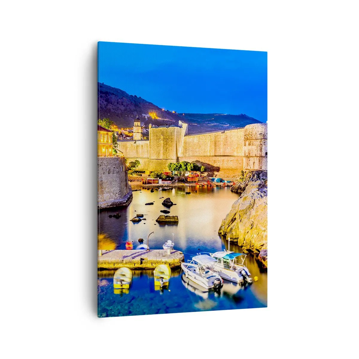 Schilderen op canvas - Verlichte nacht aan de Adriatische Zee - 70x100 cm