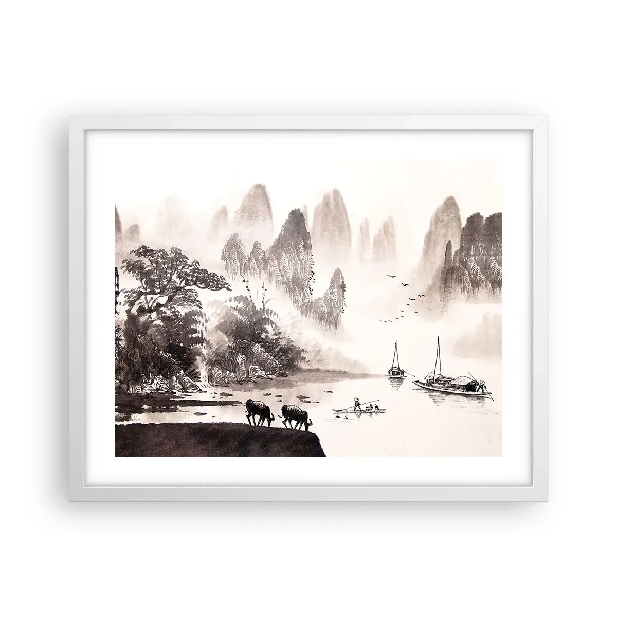 Poster in een witte lijst - Het exotische alledaagse leven van het Oosten - 50x40 cm