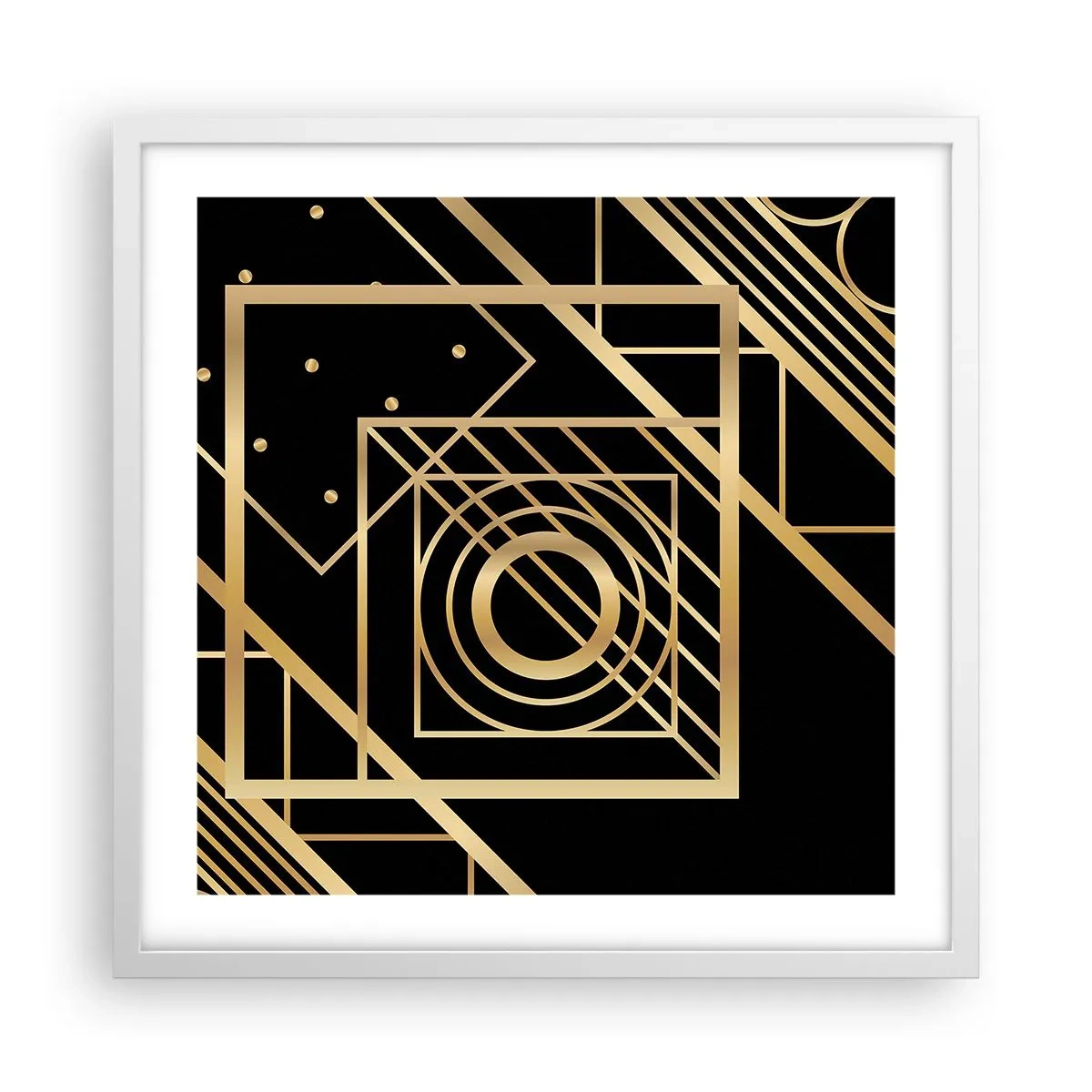 Poster in een witte lijst - Gouden geometrie - 50x50 cm