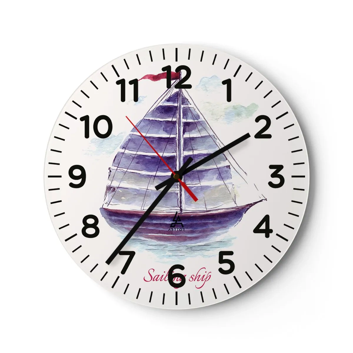 Wandklok - Klok - Volle zeilen en rustig water - 40x40 cm