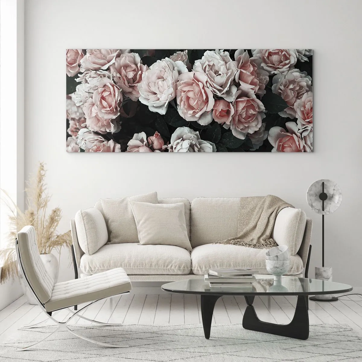 Schilderen op glas - Rozen ensemble - 120x50 cm