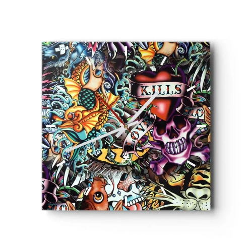 Wandklok - Klok - De droom van de tatoeëerder - 40x40 cm