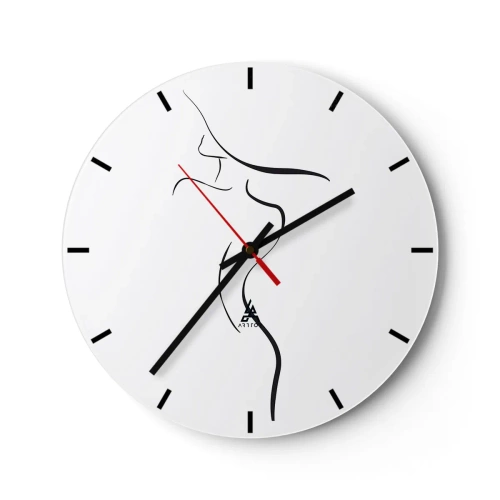Wandklok - Klok - Minimalistische omtrek van een vrouwelijk lichaam op een witte achtergrond - 30x30cm - Ongrijpbaar als een golf - Moderne wanddecoratie voor woonkamer, keuken en slaapkamer ARTTOR