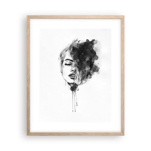 Een poster in een licht eiken lijst - Waar droomt het meisje over? - 40x50 cm