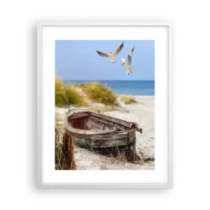 Poster in een witte lijst - Badend in de wind - 40x50 cm