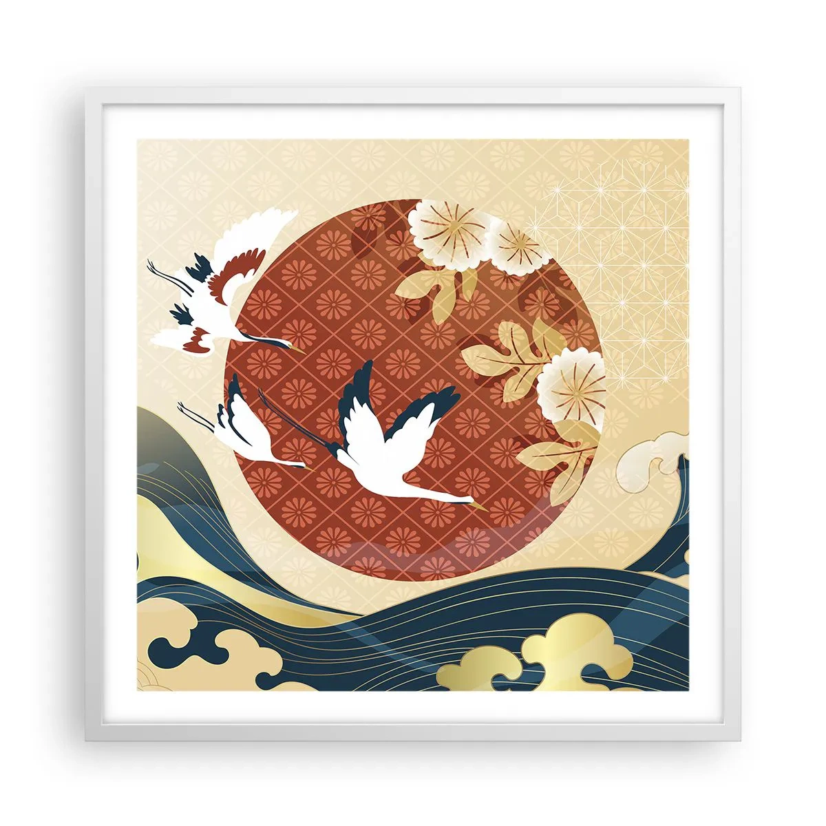Poster in een witte lijst - Japans sprookje - 60x60 cm