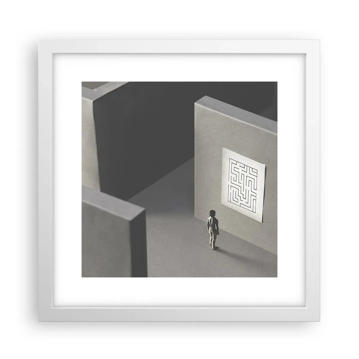 Poster in een witte lijst - Maar waar ben ik? - 30x30 cm
