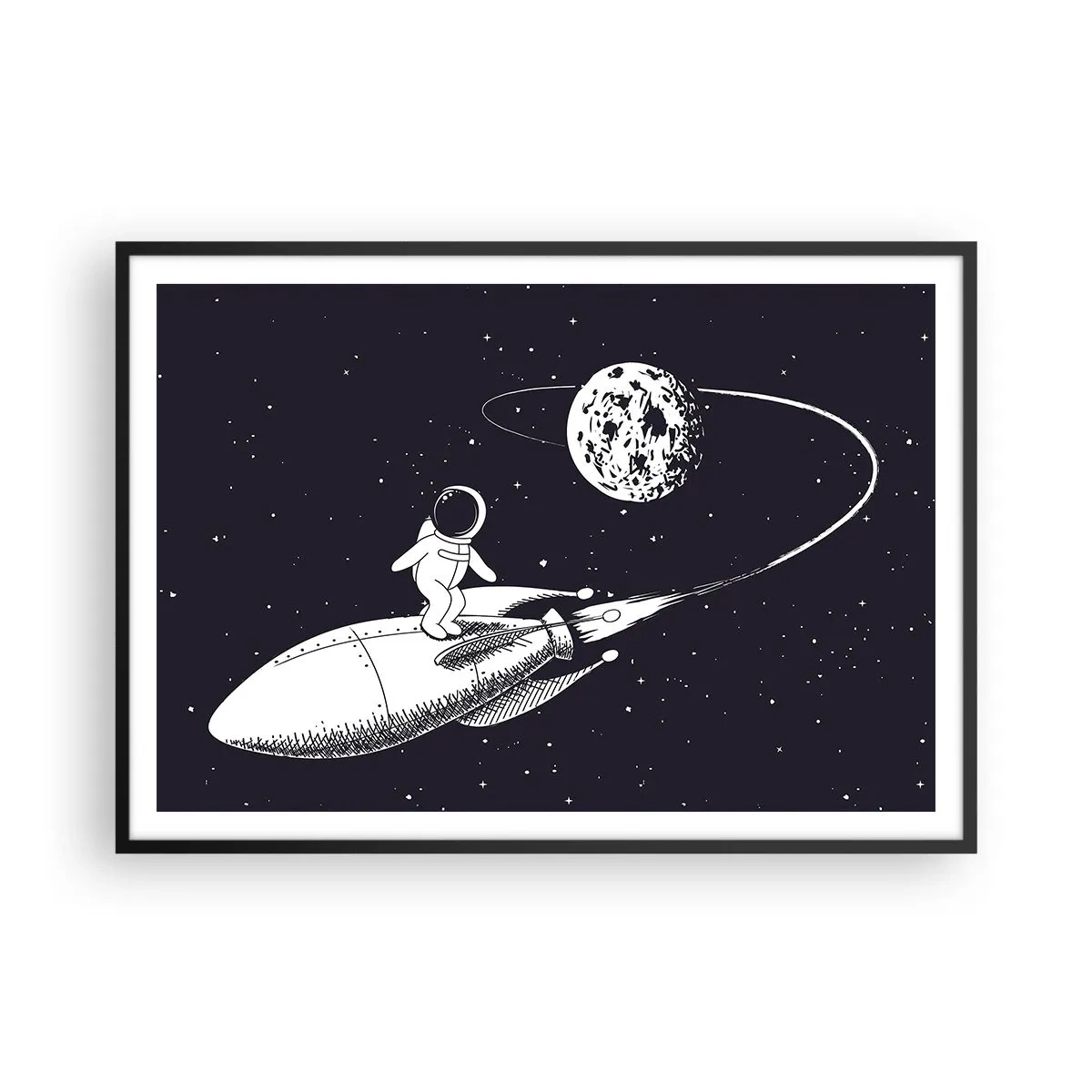 Poster in een zwarte lijst - Spacesurfer - 100x70 cm