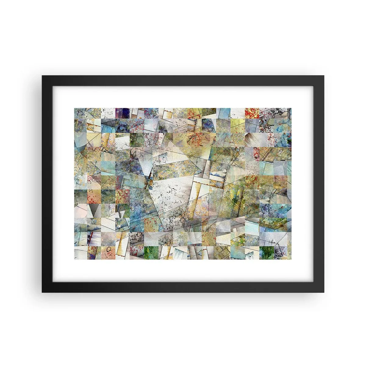 Poster in een zwarte lijst - Geometrische schuifeling - 40x30 cm