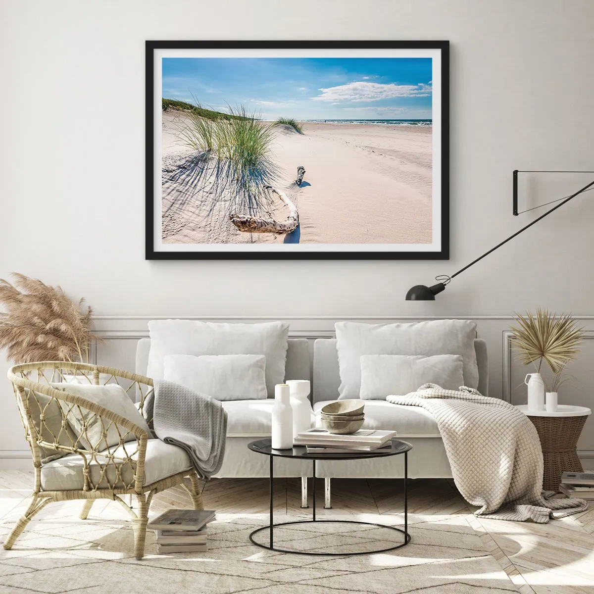 Poster in een zwarte lijst - De mooiste zandstrand? Oostzee-strand - 40x30 cm