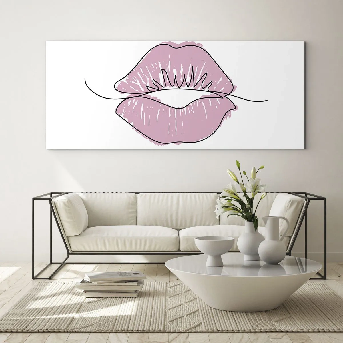 Schilderen op glas - Klaar om te kussen? - 120x50 cm