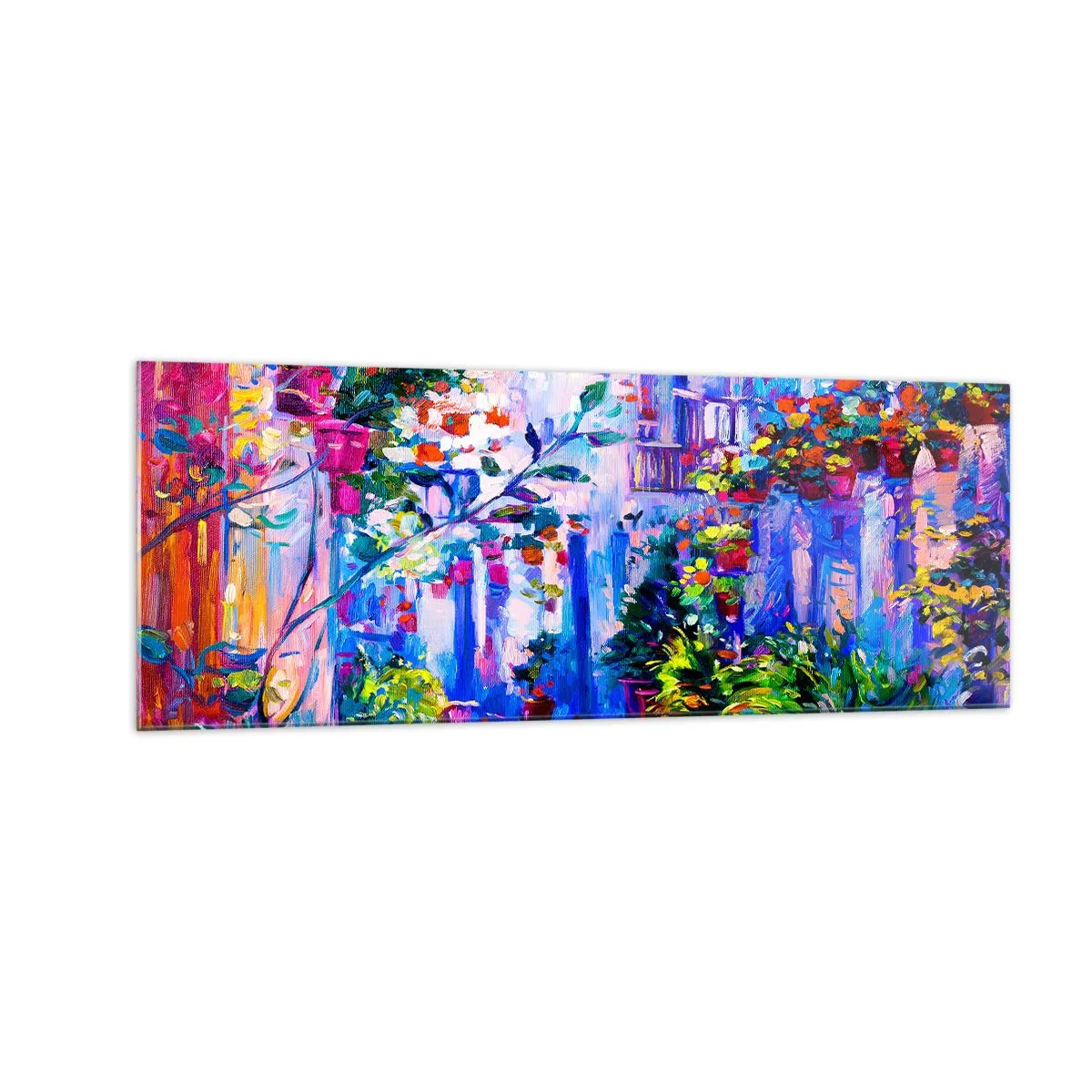 Schilderen op glas - Impressie - een Italiaanse straat - 140x50 cm