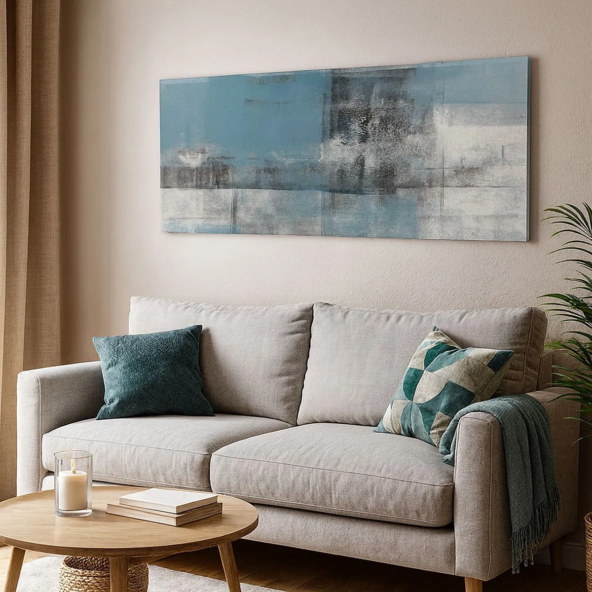 Schilderen op canvas - Water en lucht - 100x40 cm