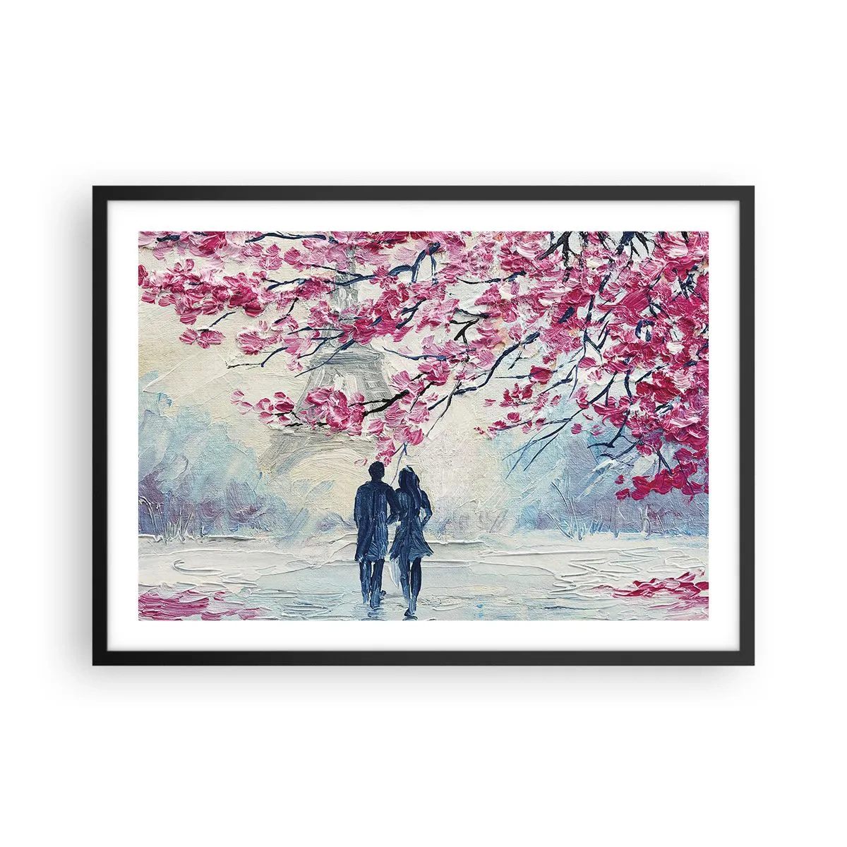 Poster in een zwarte lijst - Een romantische wandeling - 70x50 cm