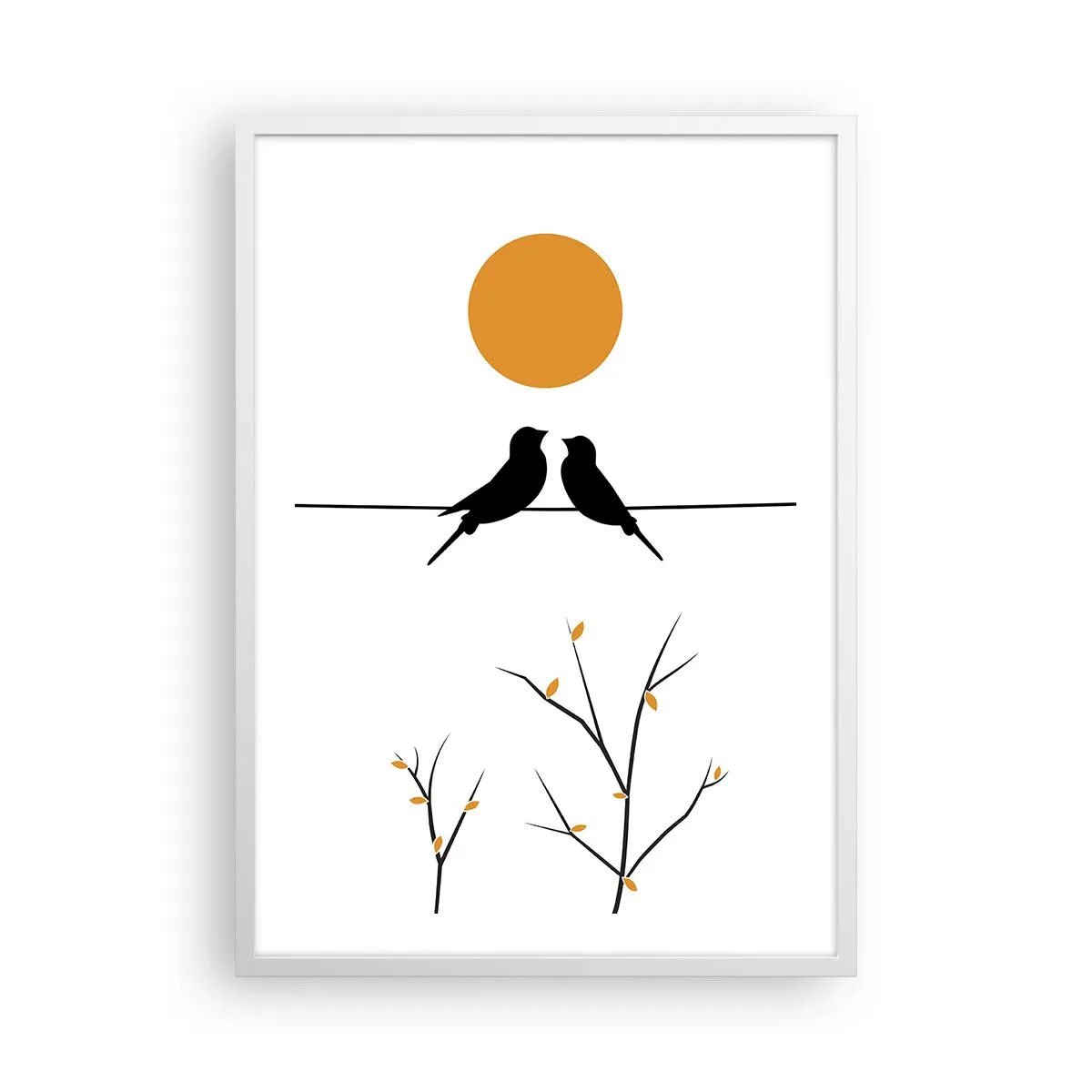 Poster in een witte lijst - Nachtegalen avond - 50x70 cm