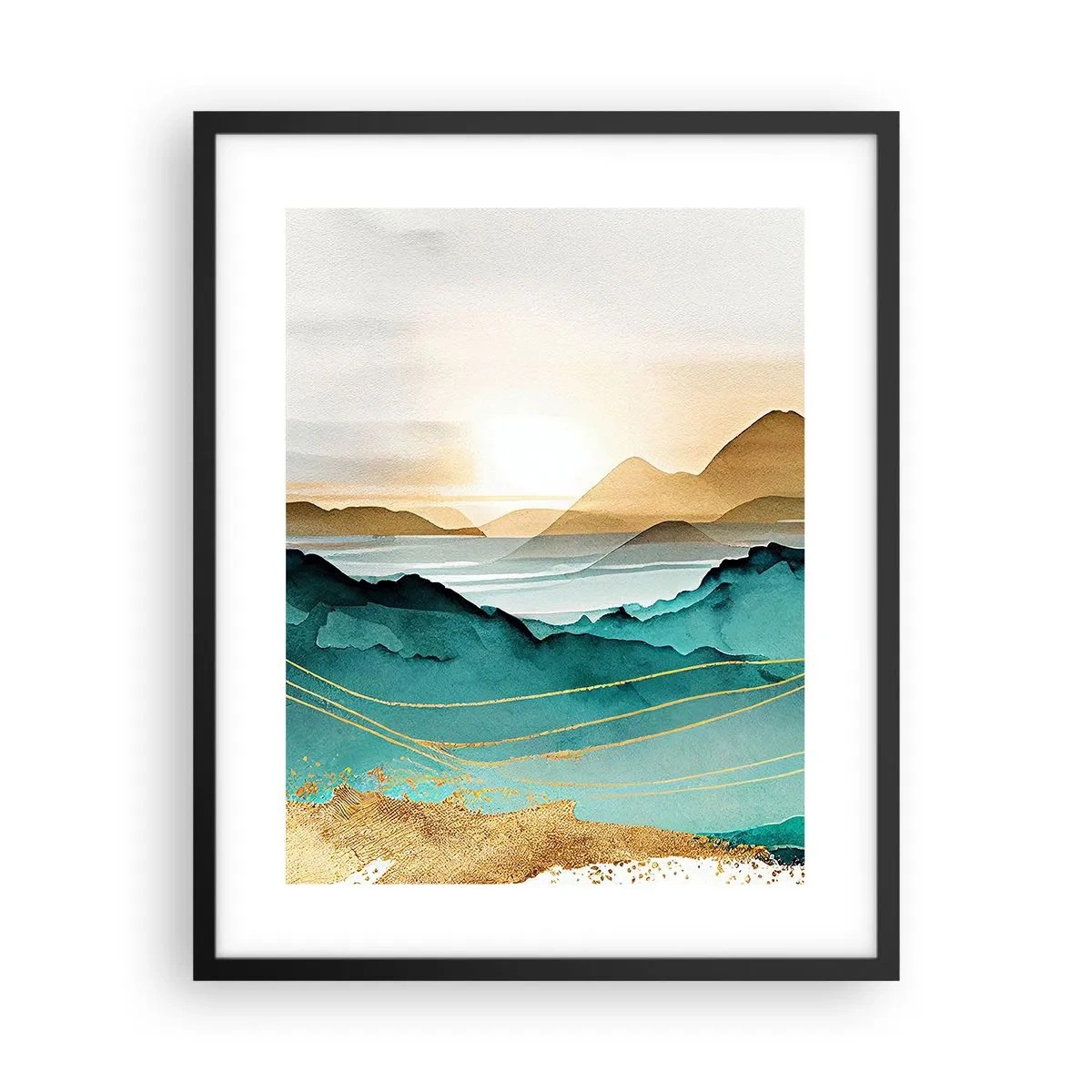 Poster in een zwarte lijst - Op de rand van abstractie – landschap - 40x50 cm