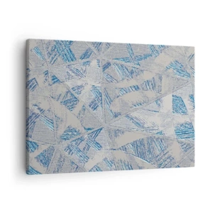 Schilderen op canvas - Geometrische patronen in tinten blauw en grijs - 70x50cm - In een blauwgrijs labyrint - Moderne wanddecoratie voor woonkamer en slaapkamer ARTTOR