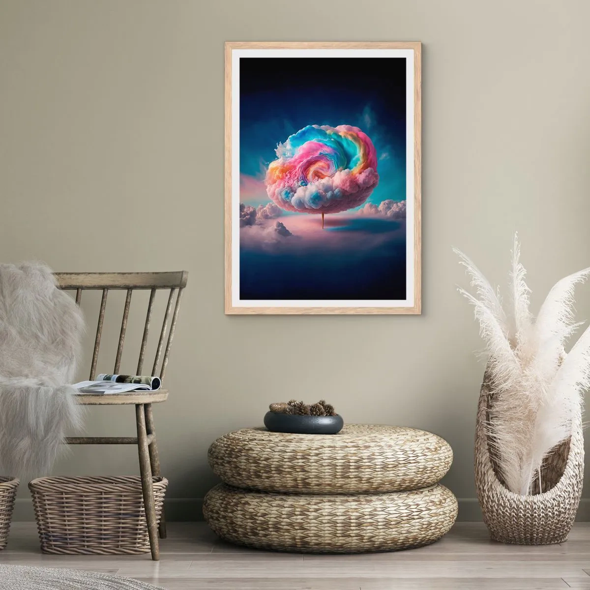 Een poster in een licht eiken lijst - De droom van een pretpark - 70x100 cm