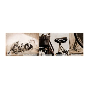 Fotobehang Monster Premium Sand - De onvergetelijke charme uit het verleden - Fiets, Reis, Vintage - 100x30 cm