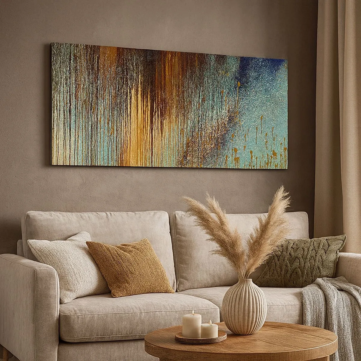 Schilderen op canvas - Een niet toevallig kleurrijke compositie - 100x40 cm