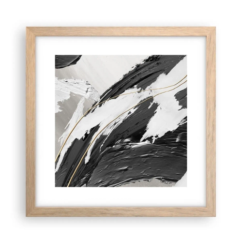 Een poster in een licht eiken lijst - Abstractie op grote schaal - 30x30 cm
