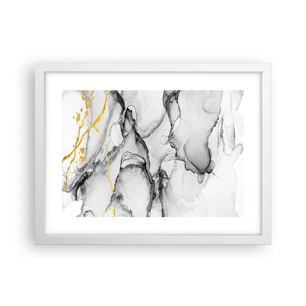 Poster in een witte lijst - Compositie met een gouden motief - 40x30 cm