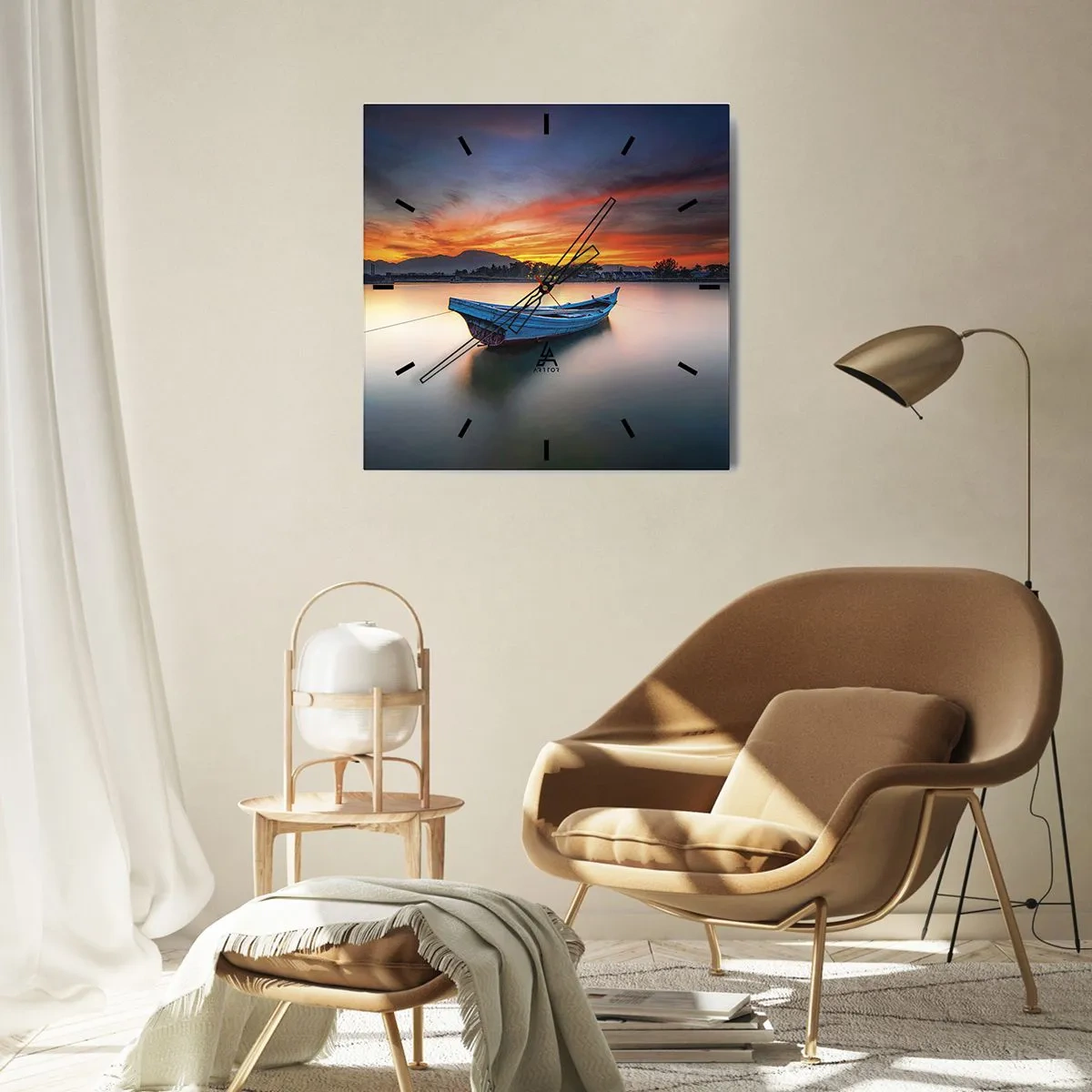 Wandklok - Klok - Een goede nacht komt eraan - 40x40 cm