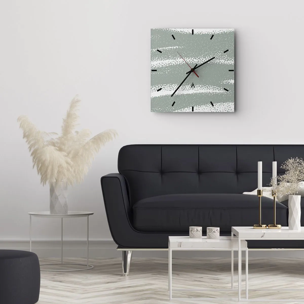 Wandklok - Klok - Abstractie in een winterklimaat - 30x30 cm