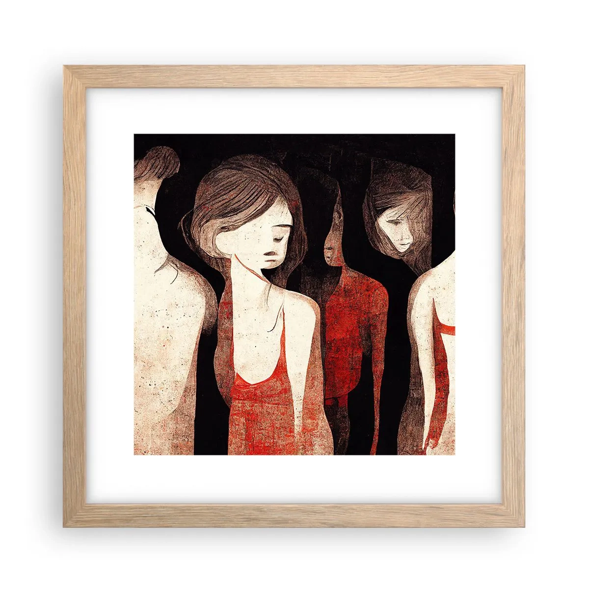 Een poster in een licht eiken lijst - Madonna's van duisternis - 30x30 cm