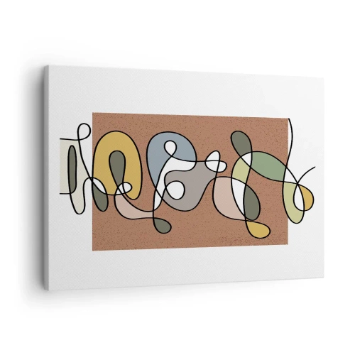 Schilderen op canvas - Kleurrijke abstractie met vlekken en lijnen - 70x50cm - Abstractie die het glimlachen waard is - Moderne wanddecoratie voor woonkamer en slaapkamer ARTTOR