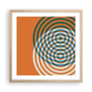 Een poster in een licht eiken lijst - Abstracte circulaire variatie - 50x50 cm