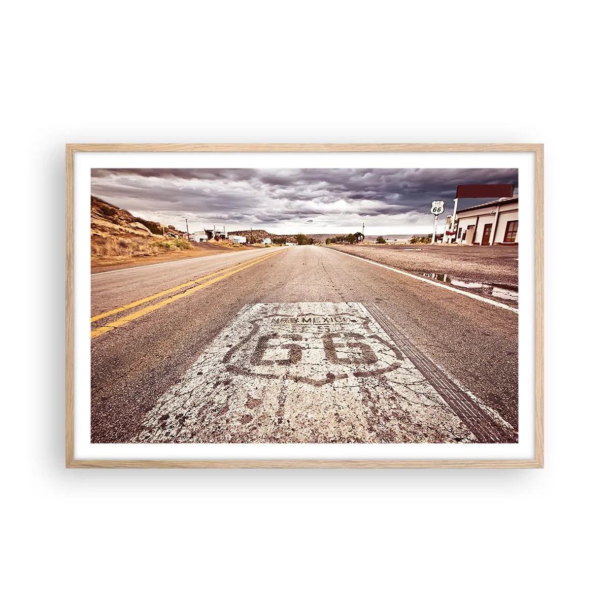 Een poster in een licht eiken lijst - Mother Road - een Amerikaanse legende - 91x61 cm