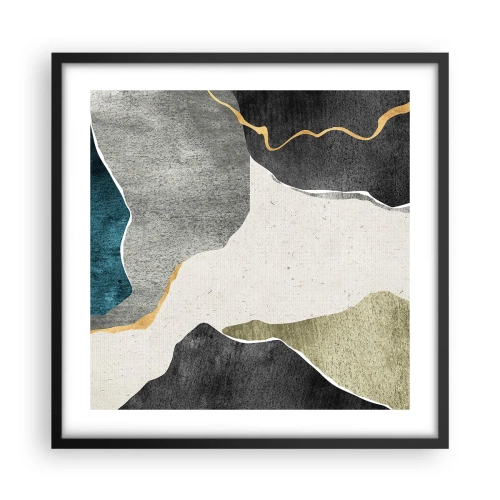 Poster in een zwarte lijst - Mozaïekcompositie met gouddraad - 50x50 cm