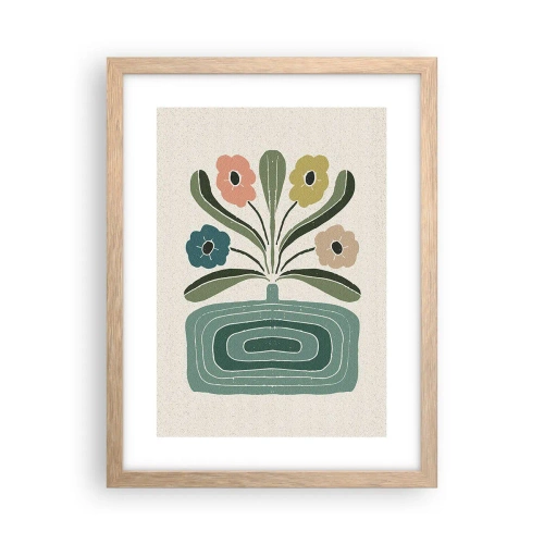 Een poster in een licht eiken lijst - Symmetrisch boeket - 30x40 cm