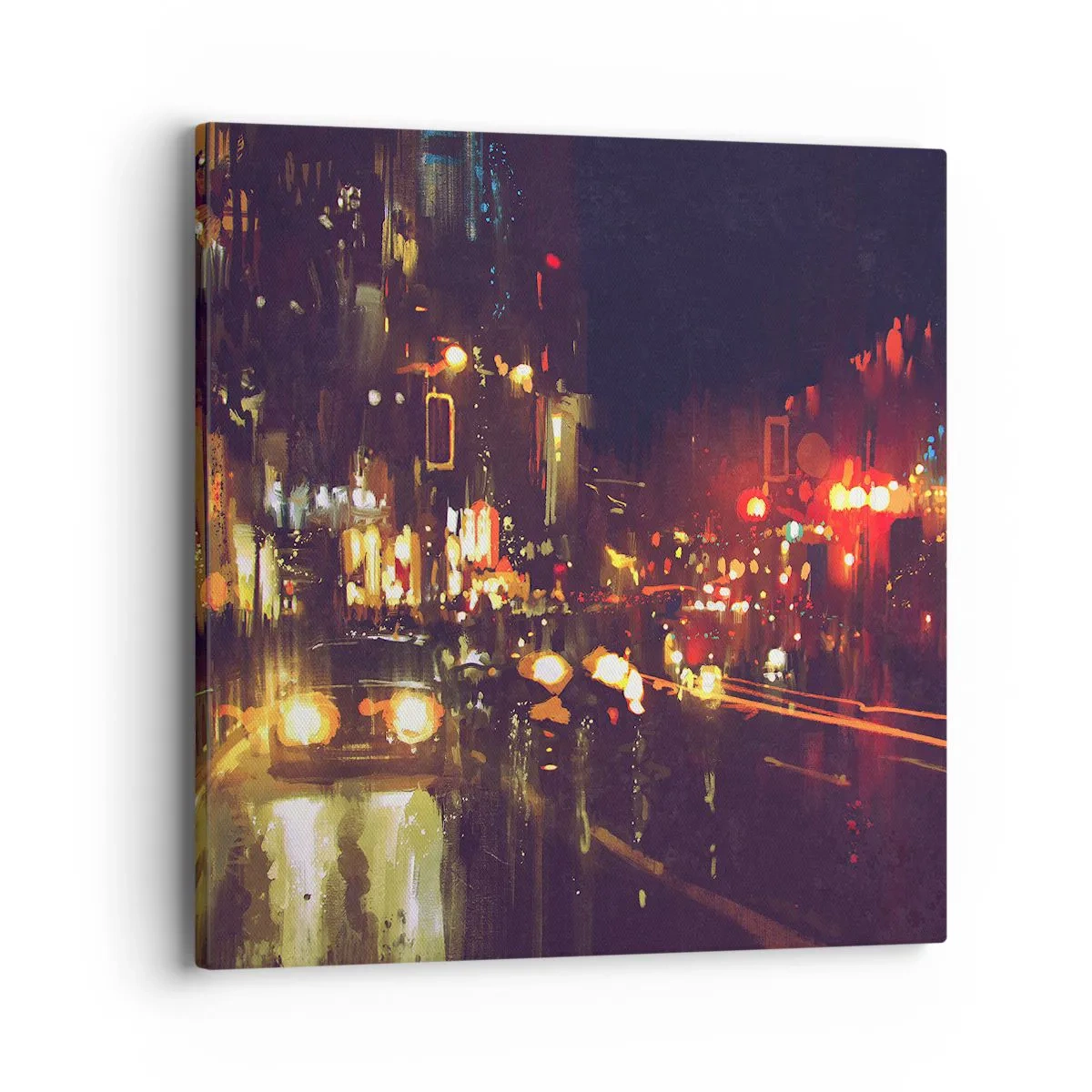 Schilderen op canvas - Ondergedompeld in de lichten van de nacht - 40x40 cm