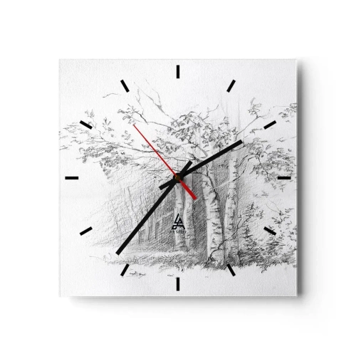 Wandklok - Klok - Het licht van het berkenbos - 30x30 cm