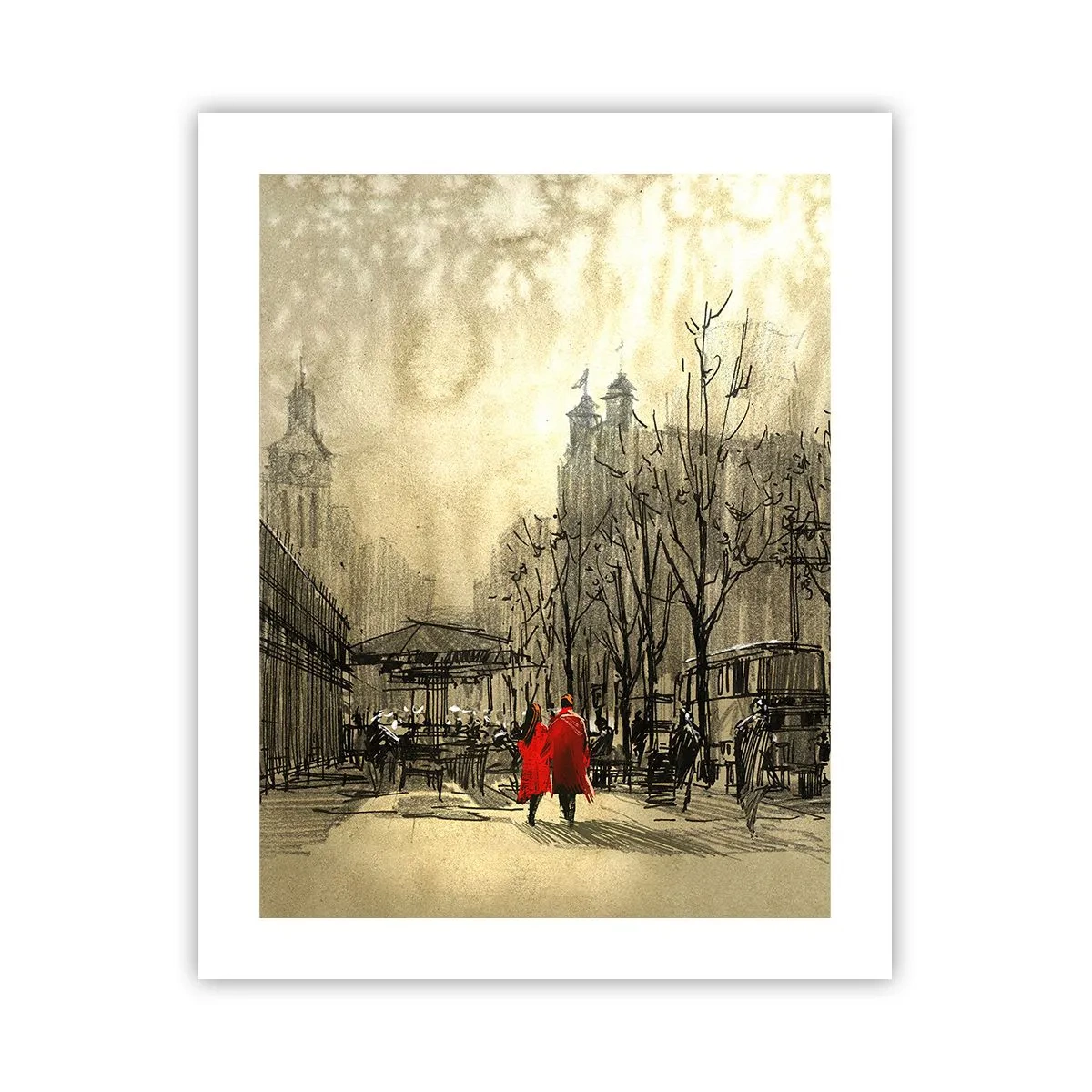 Poster - Een date in de Londense mist - 40x50 cm