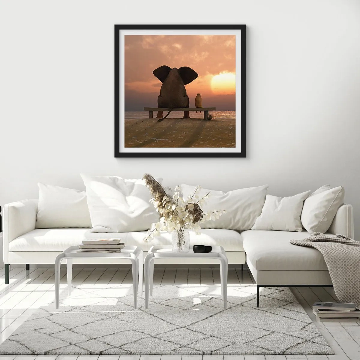 Poster in een zwarte lijst - Het is goed om samen stil te zijn - 40x40 cm