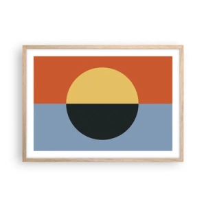 Een poster in een licht eiken lijst - Een compositie van warmte en koelte - 70x50 cm