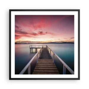 Poster in een zwarte lijst - De zachte vlam van de avond - 60x60 cm