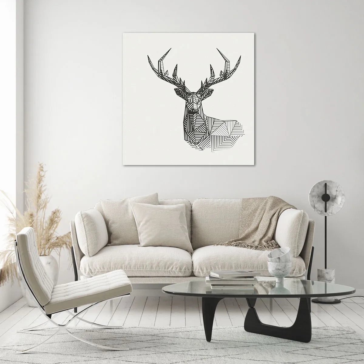 Schilderen op glas - Een hert in kubistische stijl - 70x70 cm